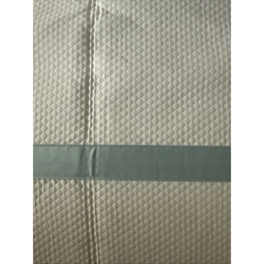 Look Linen‎ Co Twin Banded Duvet Cover White Blue Trim Cotton Portugal Luxury